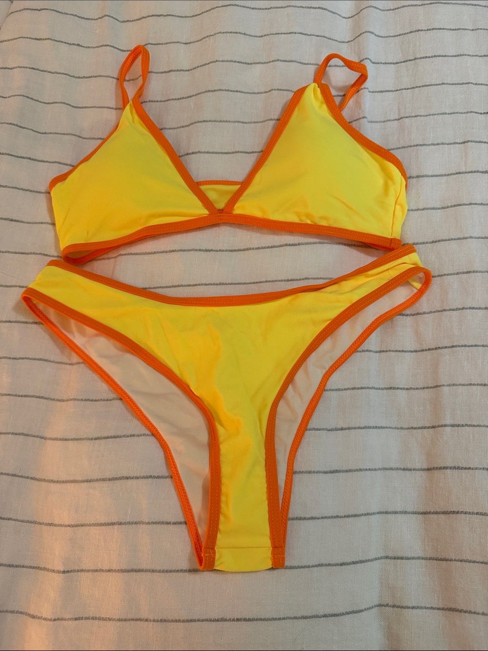 Bright Yellow & Orange Trim woman’s Bikini Set